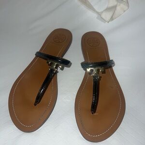 Tory Burch Black and Tan Sandals